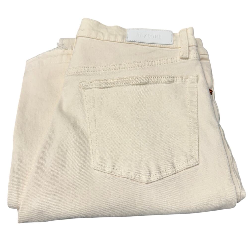 RE/DONE Jeans 70's High Rise Skinny Boot Cream Denim‎ Womens 31 (33x34 ACTUAL)